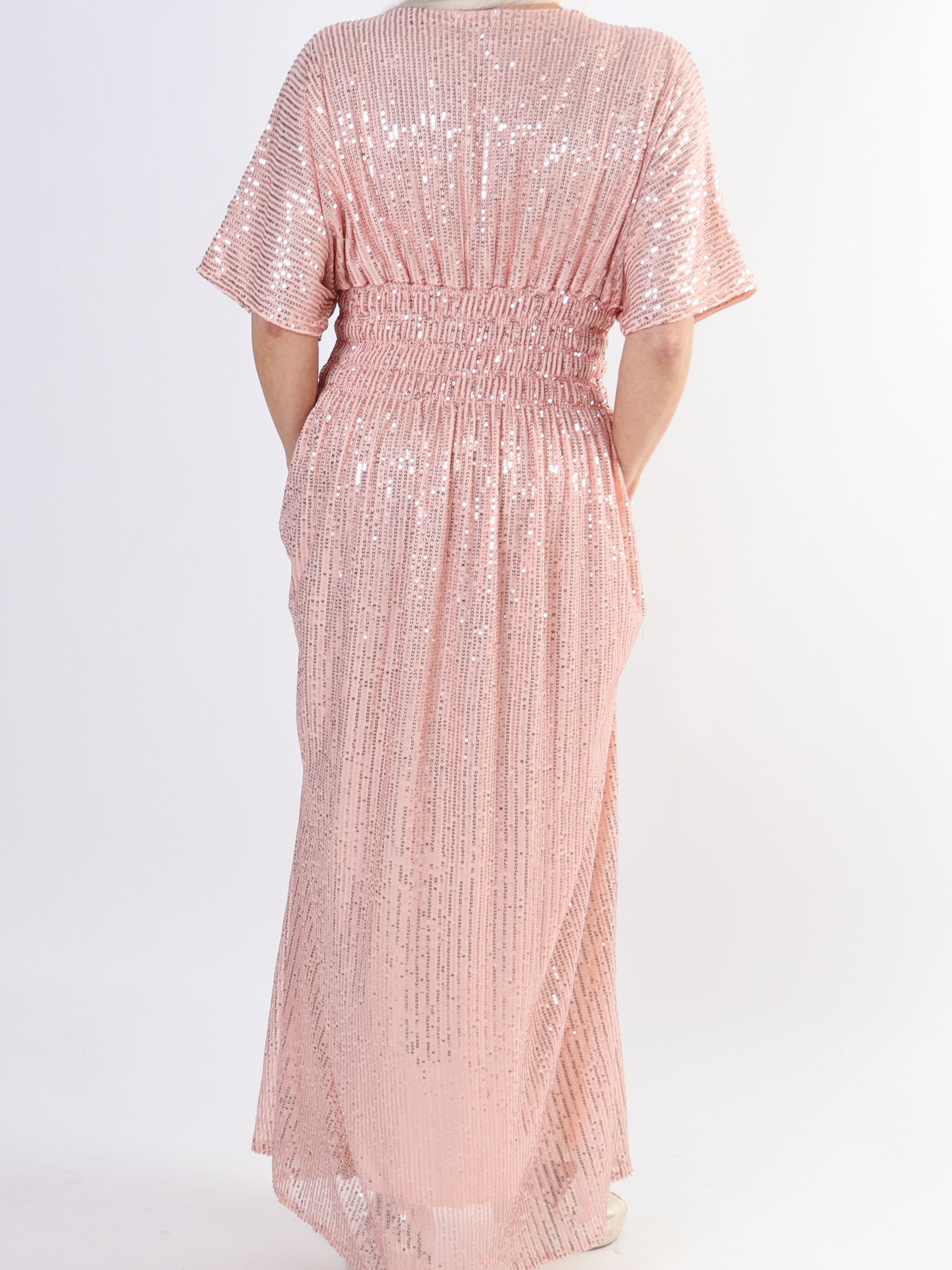 Pams Glitter - Lång plus size klänning med paljetter